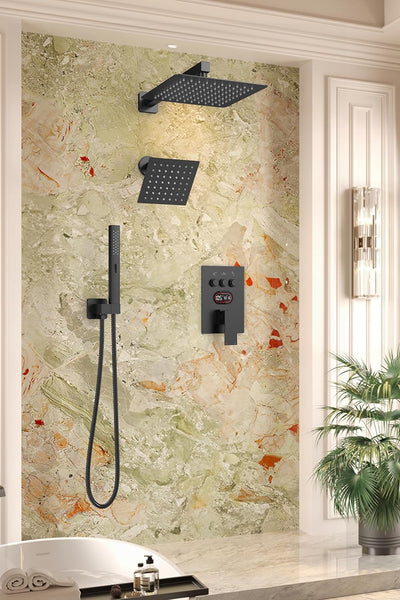 Grifo ducha desviador botón pantalla temperatura 10x6pulg soportes
