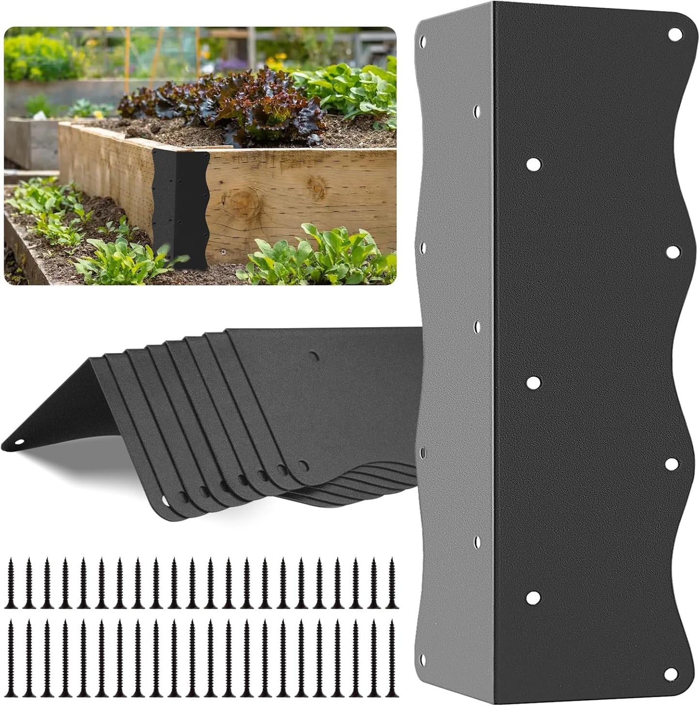 8 Soportes esquina cama jardín metal 11x3x3pulg