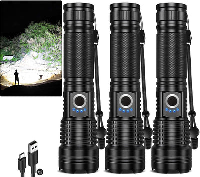 3 Linternas LED Recargables 5 Modos IPX7