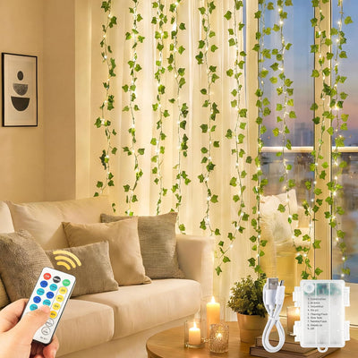 Guirnalda Ivy Luces Blancas Cálidas 23pulg Control Remoto