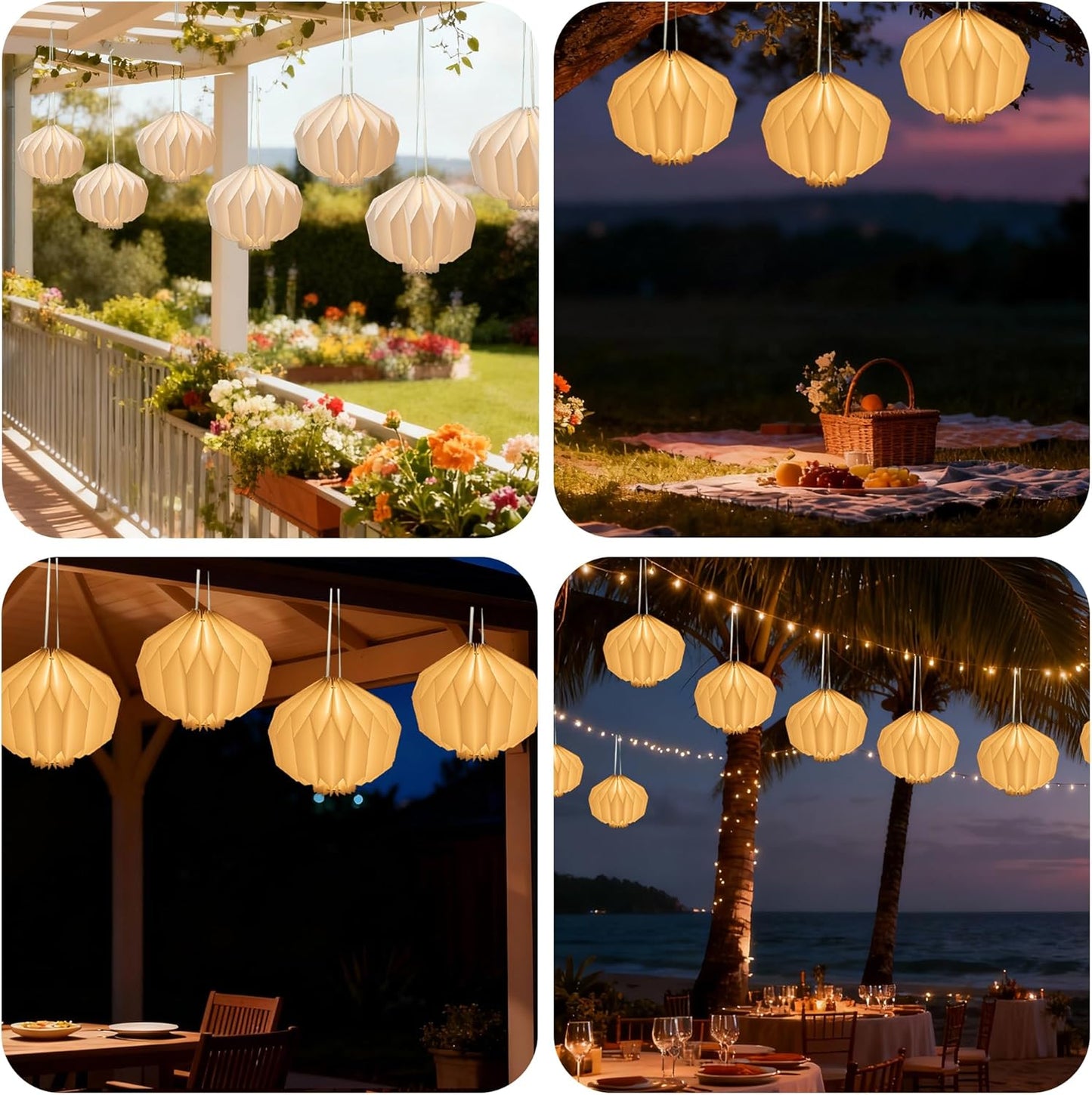 Farol papel exterior con pilas luz decorativa impermeable