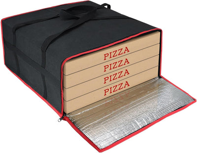 Bolsa térmica para entrega de pizza negra de 20 x 20 x 8 pulgadas