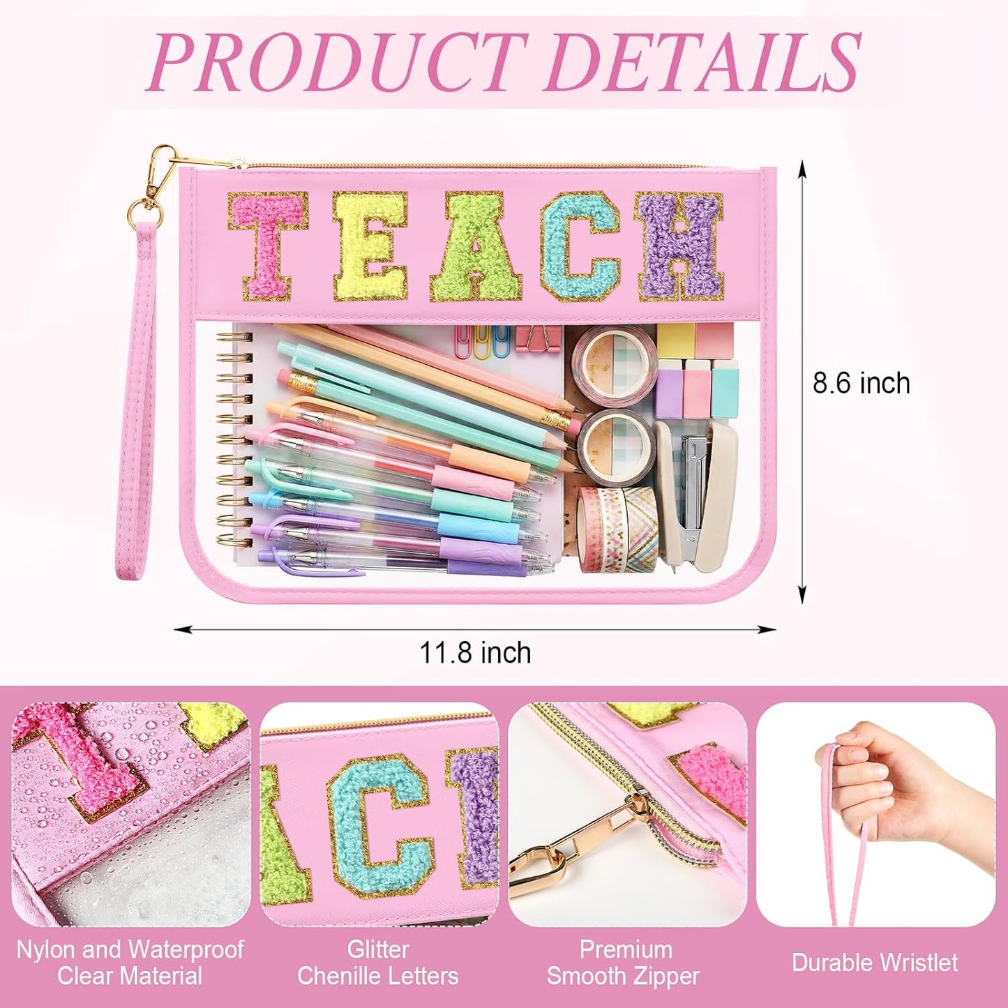 6 Bolsas Felpilla Transparente con Cremallera Viaje