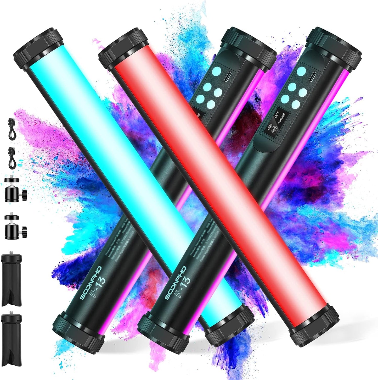 Pack 2 Varita Luz LED RGB 360° con Batería 4000mAh