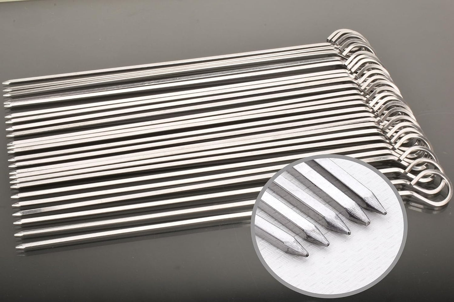 24 Pzas Brochetas Acero Inox 10pulg para Barbacoa