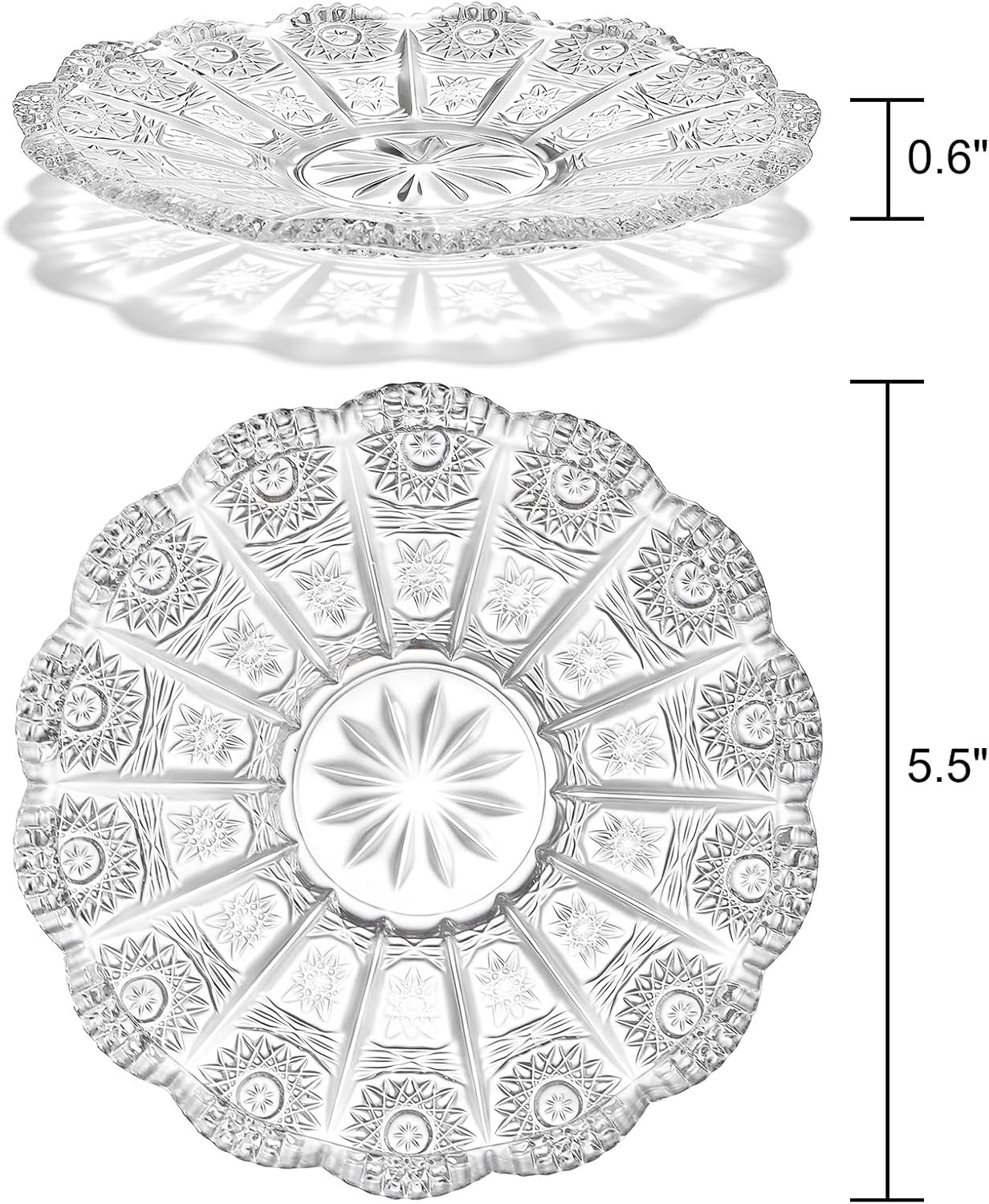 Paquete de 10 platos de vidrio transparente 5.5 pulgadas para postre y aperitivos