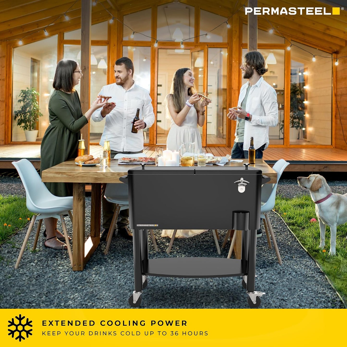 Caja de hielo Permasteel con bandeja 80qt para eventos