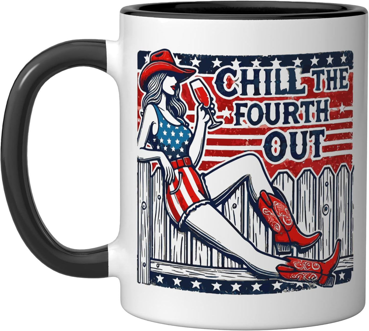 Taza Cerámica 4 de Julio Estampado Negro/Blanco
