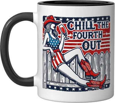 Taza Cerámica 4 de Julio Estampado Negro/Blanco