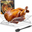 Estante acero inox plegable para asar pollo y pavo con cepillo