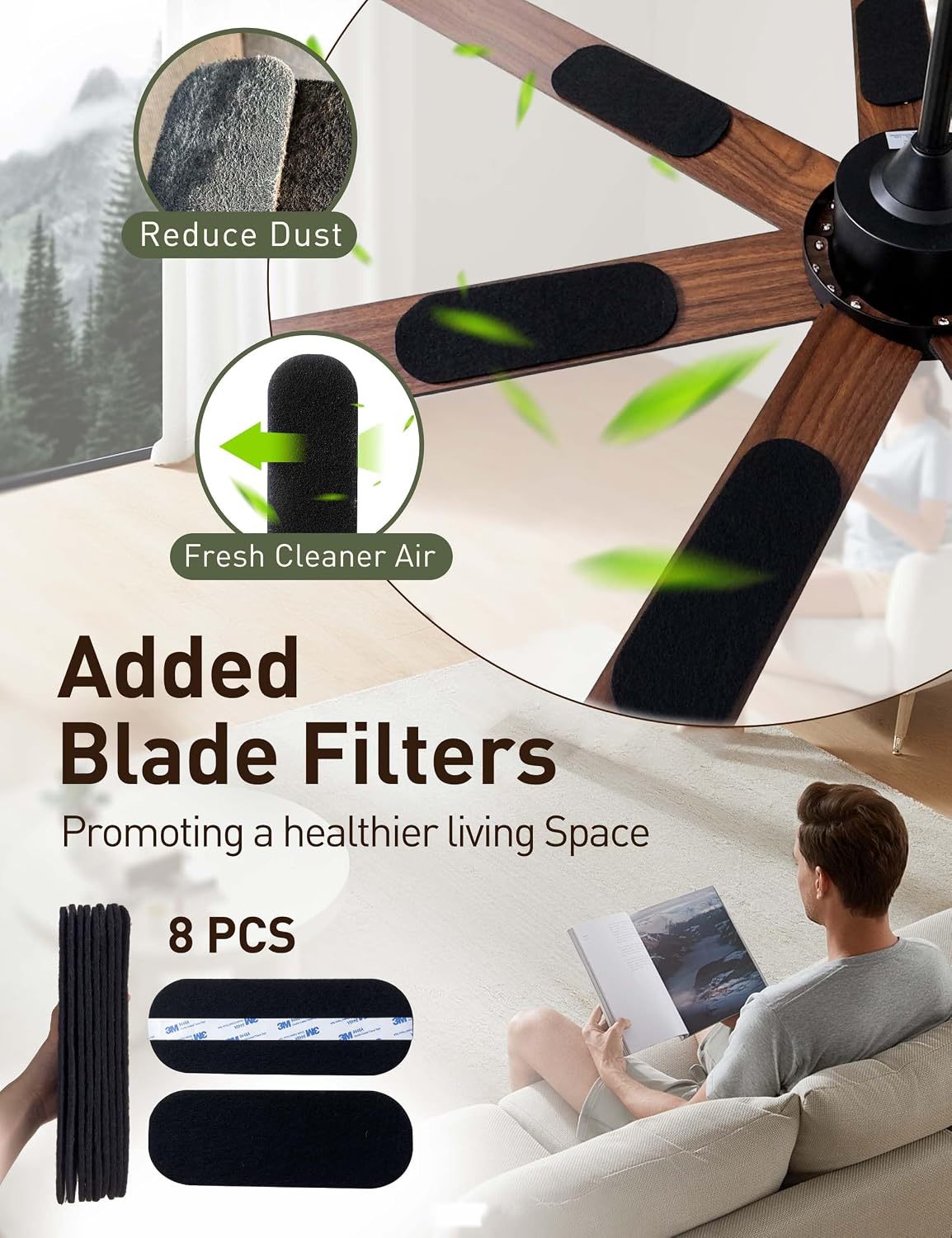 Ventilador techo 72pulg luces Alexa 6 velocidades motor CC
