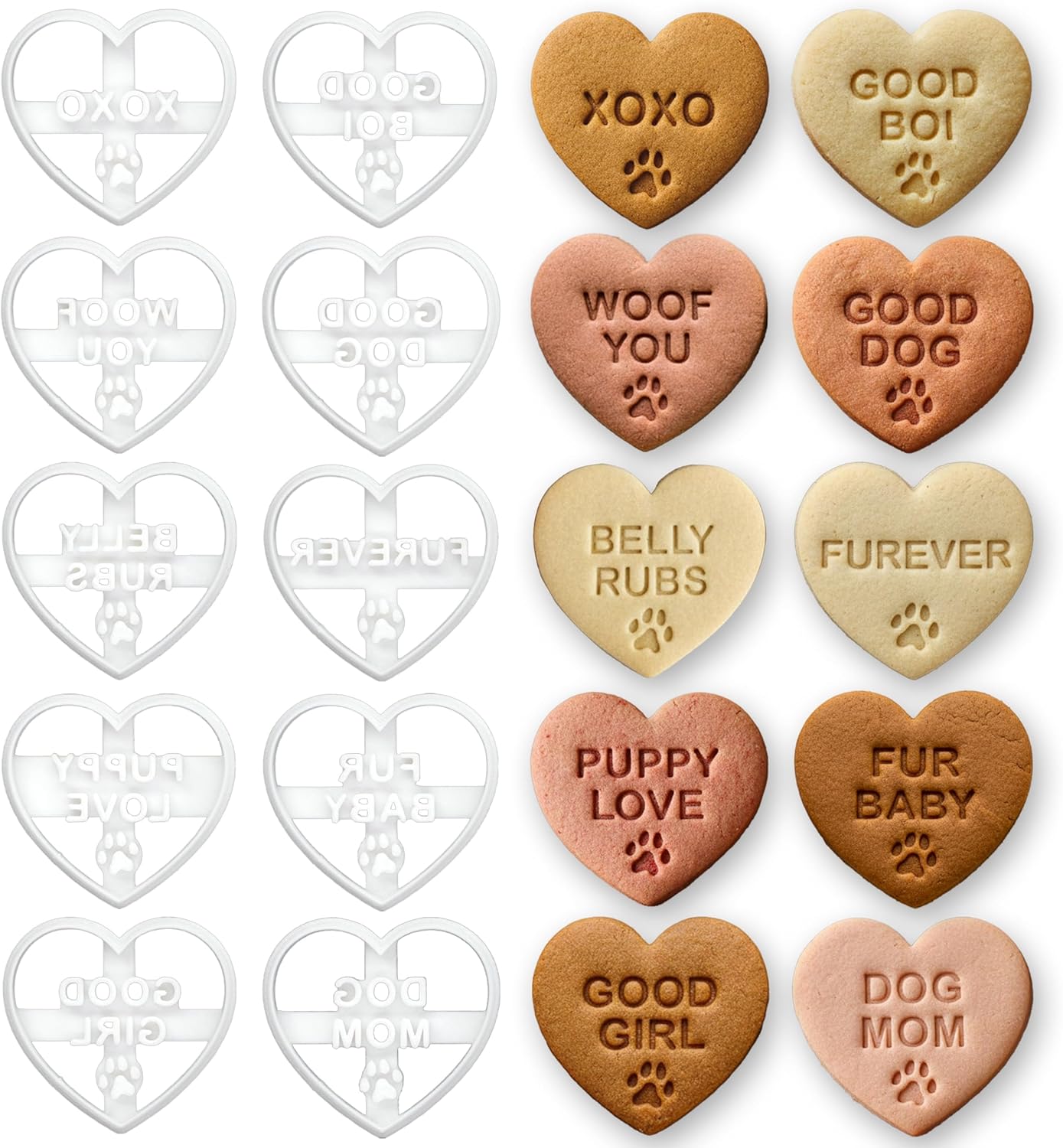 Set 10 Cortadores Corazón Perro para Hornear Fondant