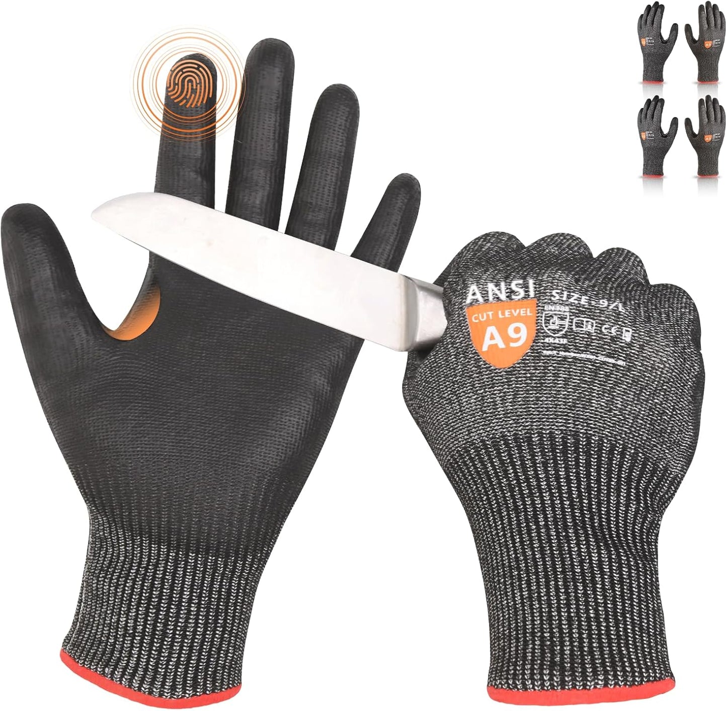 Guantes trabajo resist. cortes con pantalla táctil hombre
