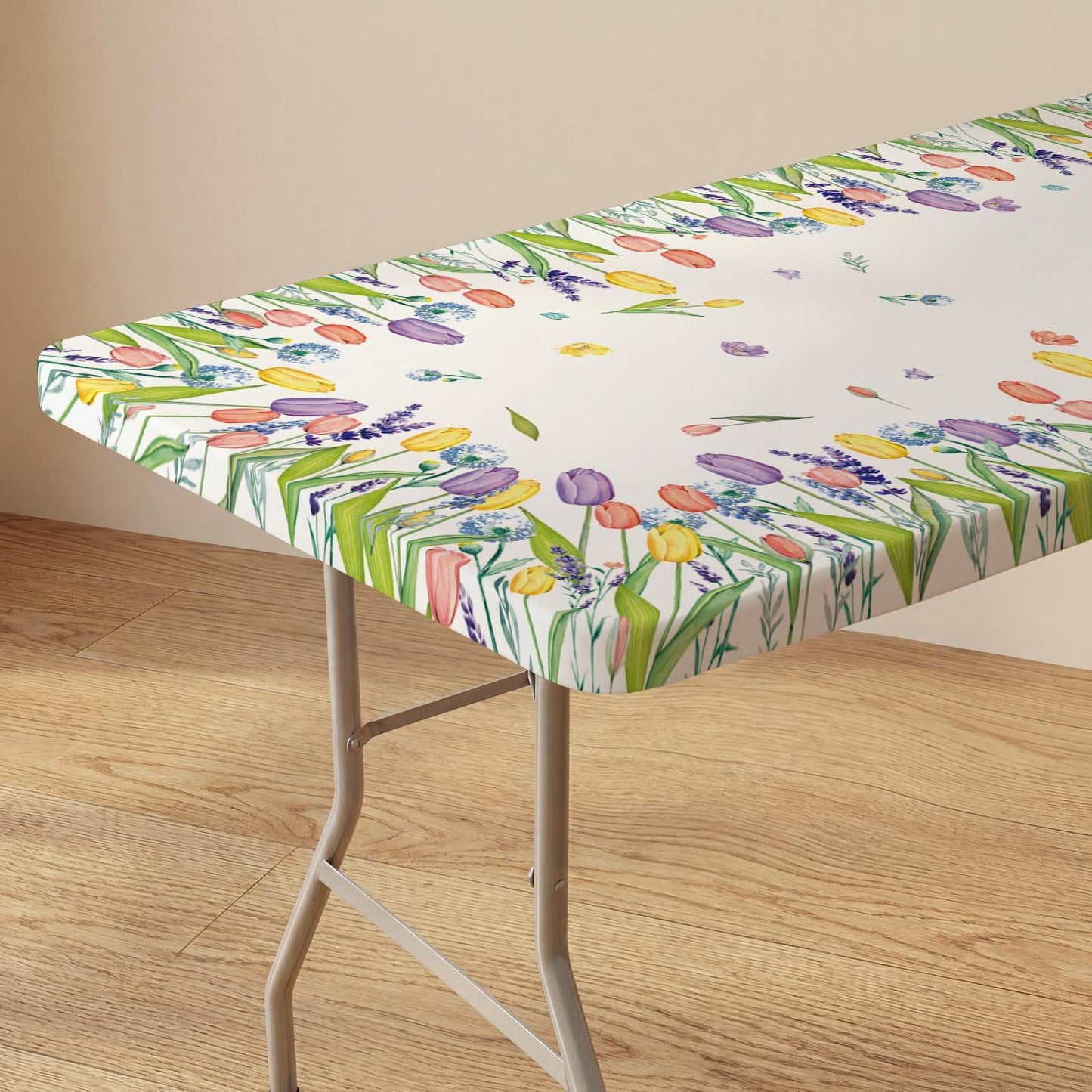 Mantel rectangular de tulipanes 72 x 30 pulgadas lavable para comedor