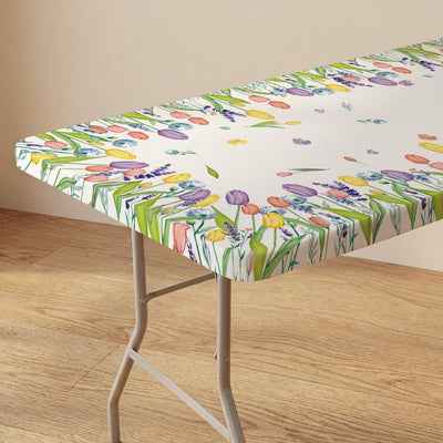 Mantel rectangular de tulipanes 72 x 30 pulgadas lavable para comedor