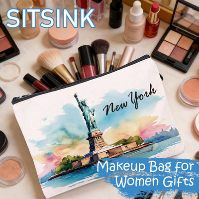 Bolsa maquillaje NYC souvenir para viajeras mujeres