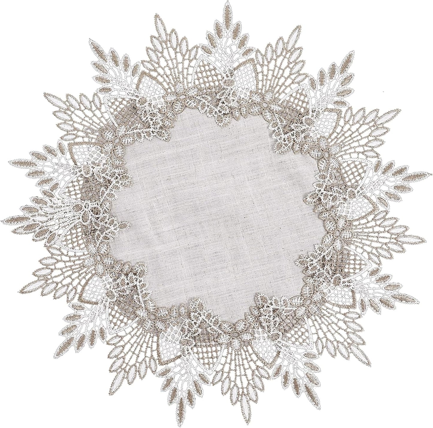 Tapete de lino natural redondo para mesas 15 pulgadas beige