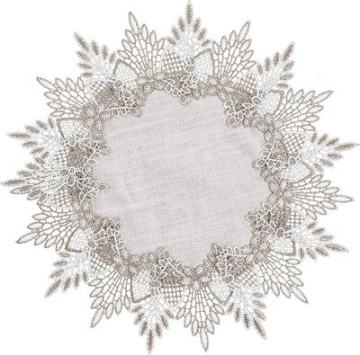 Tapete de lino natural redondo para mesas 15 pulgadas beige