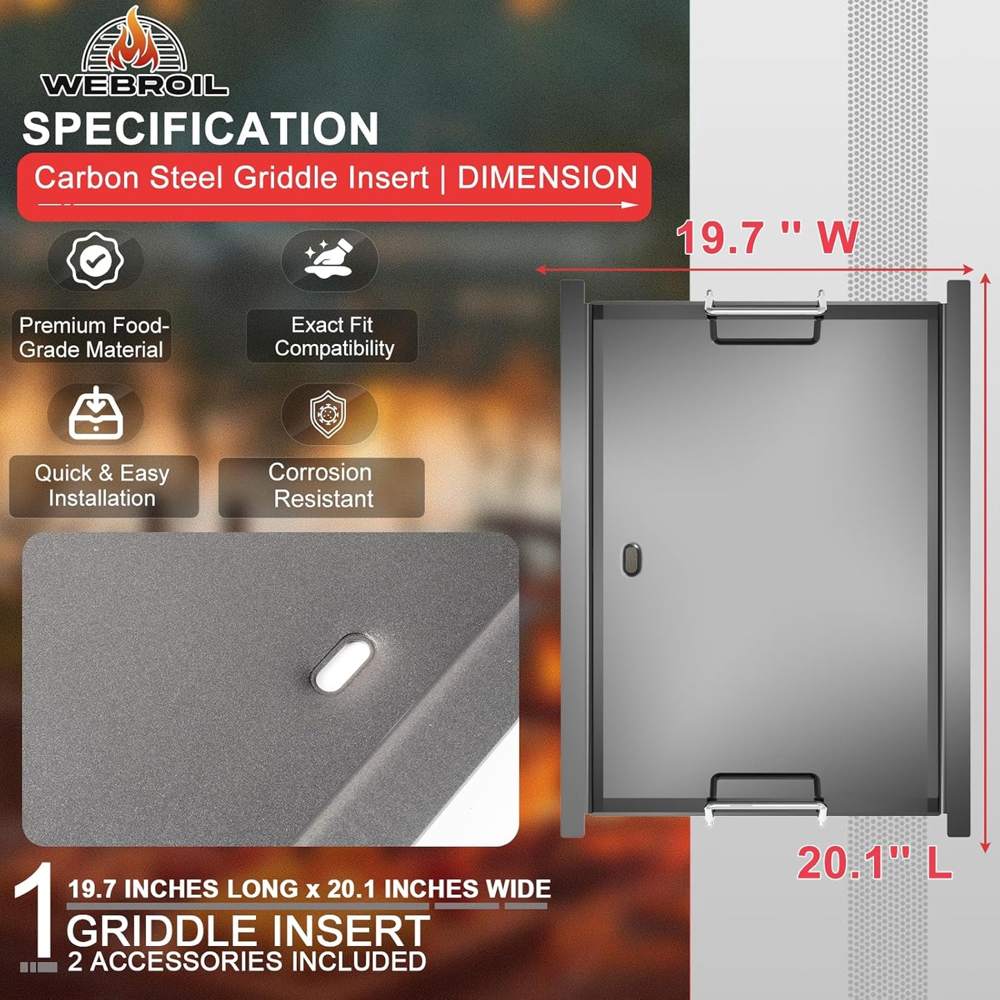 Placa acero carbono para Char-Griller y King Griller