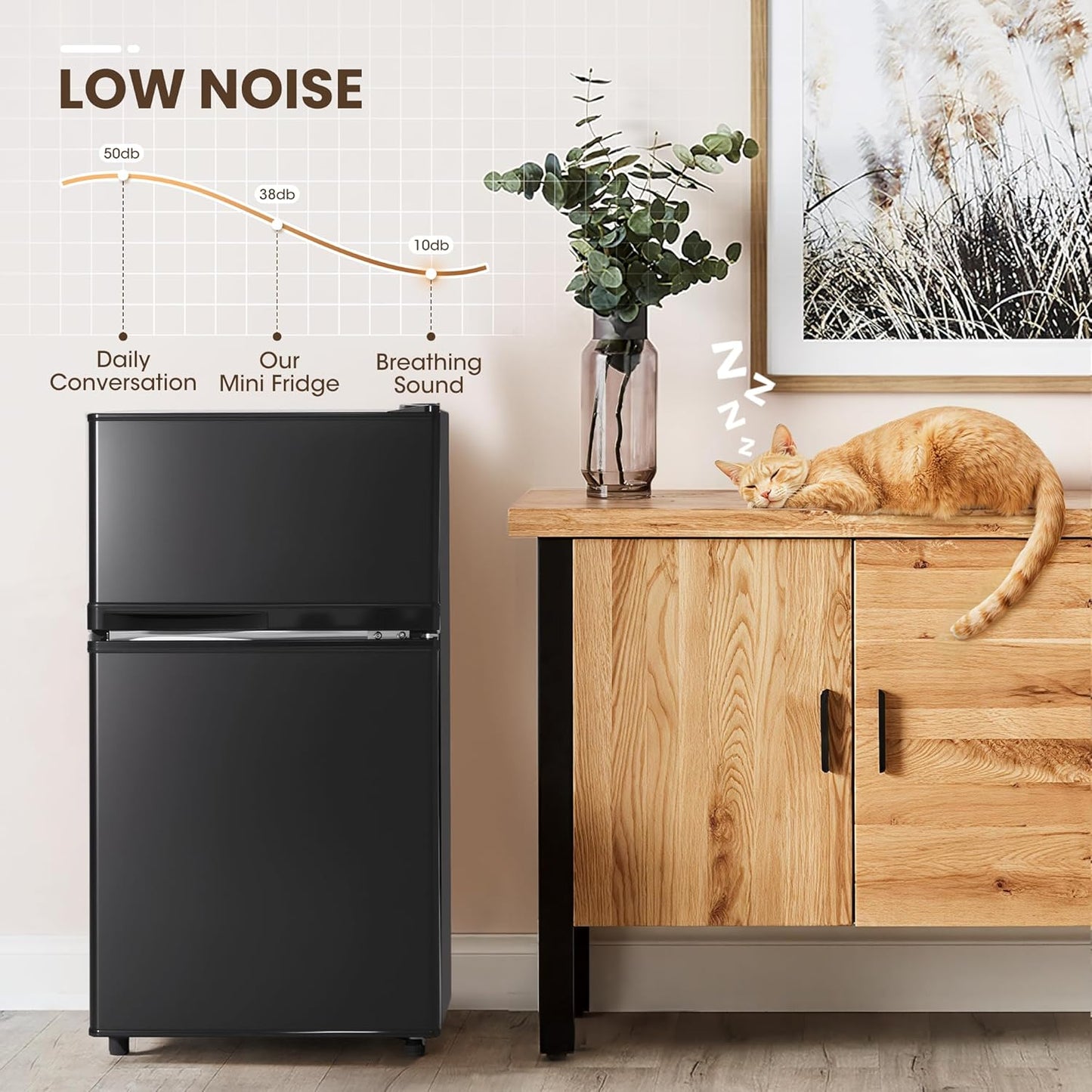 Mini refrigerador 3.55 pies cúbicos 2 puertas negro