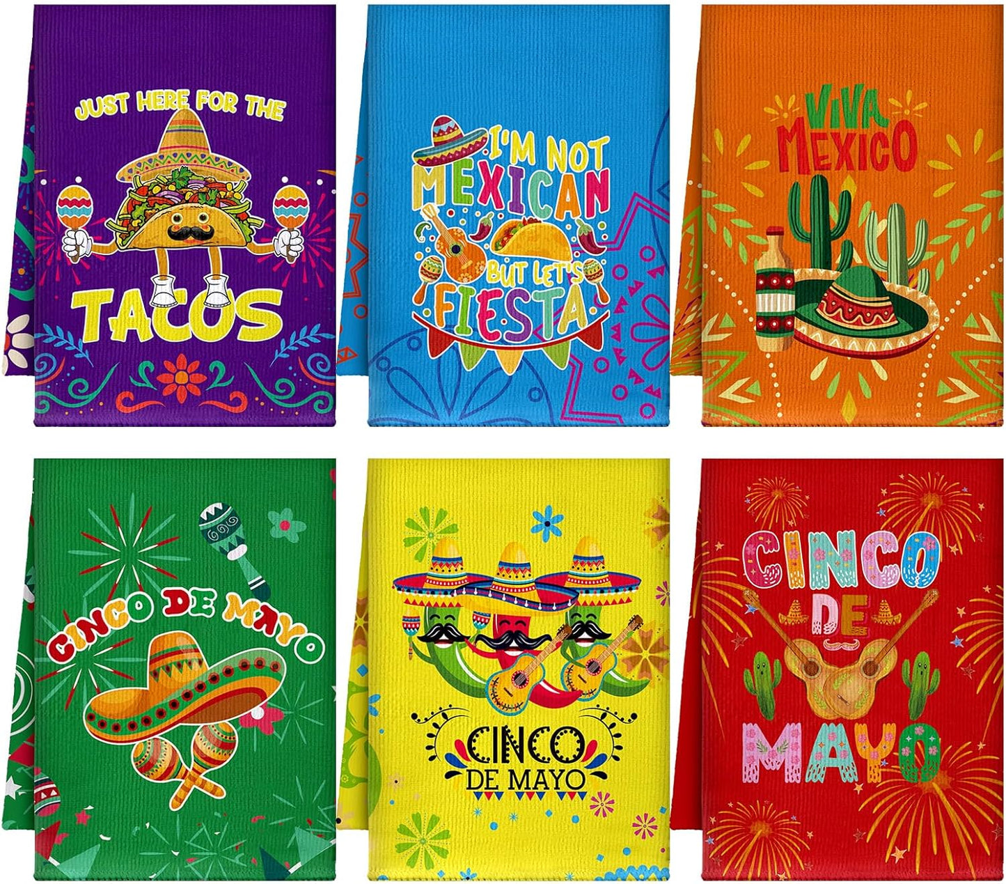 Paños de cocina mexicanos Cinco de Mayo coloridos para cocina, baño y hogar