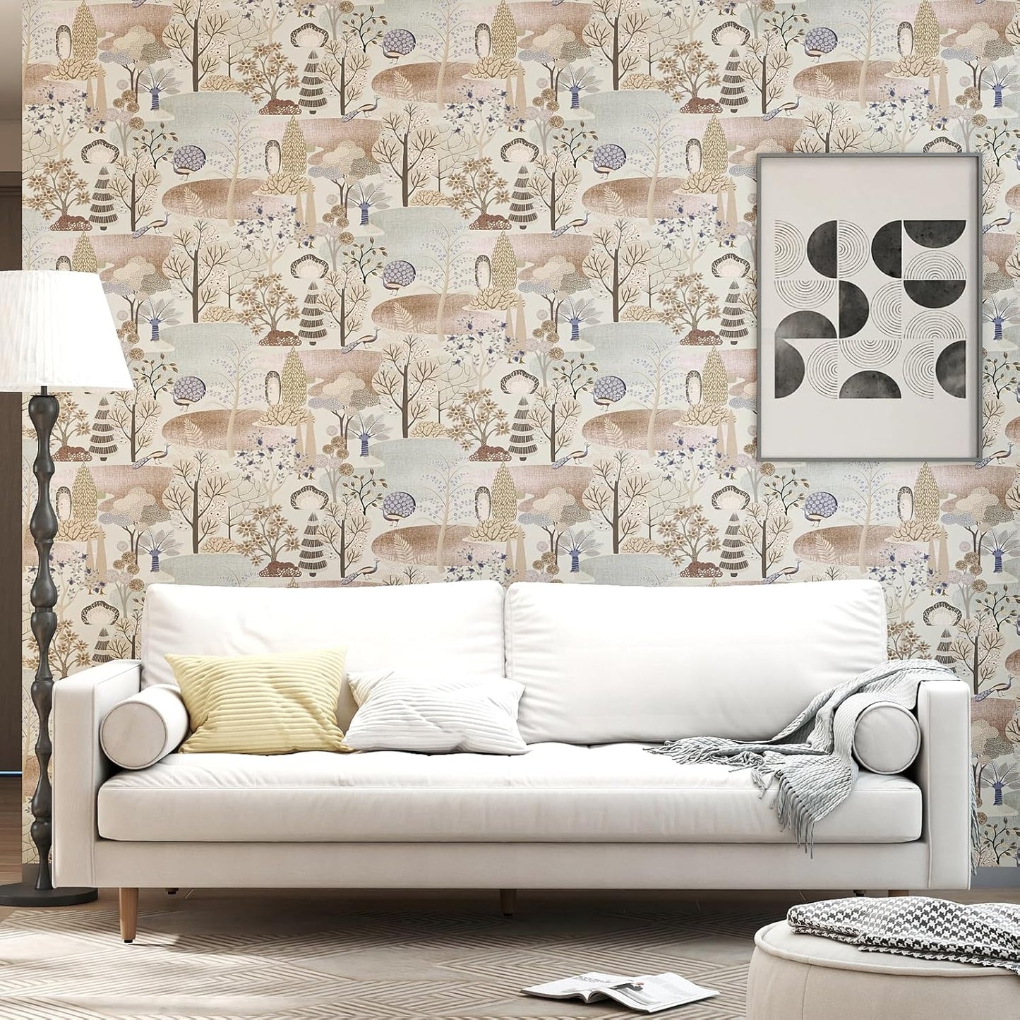 Papel tapiz bohemio patrón bosque vintage autoadhesivo extraíble