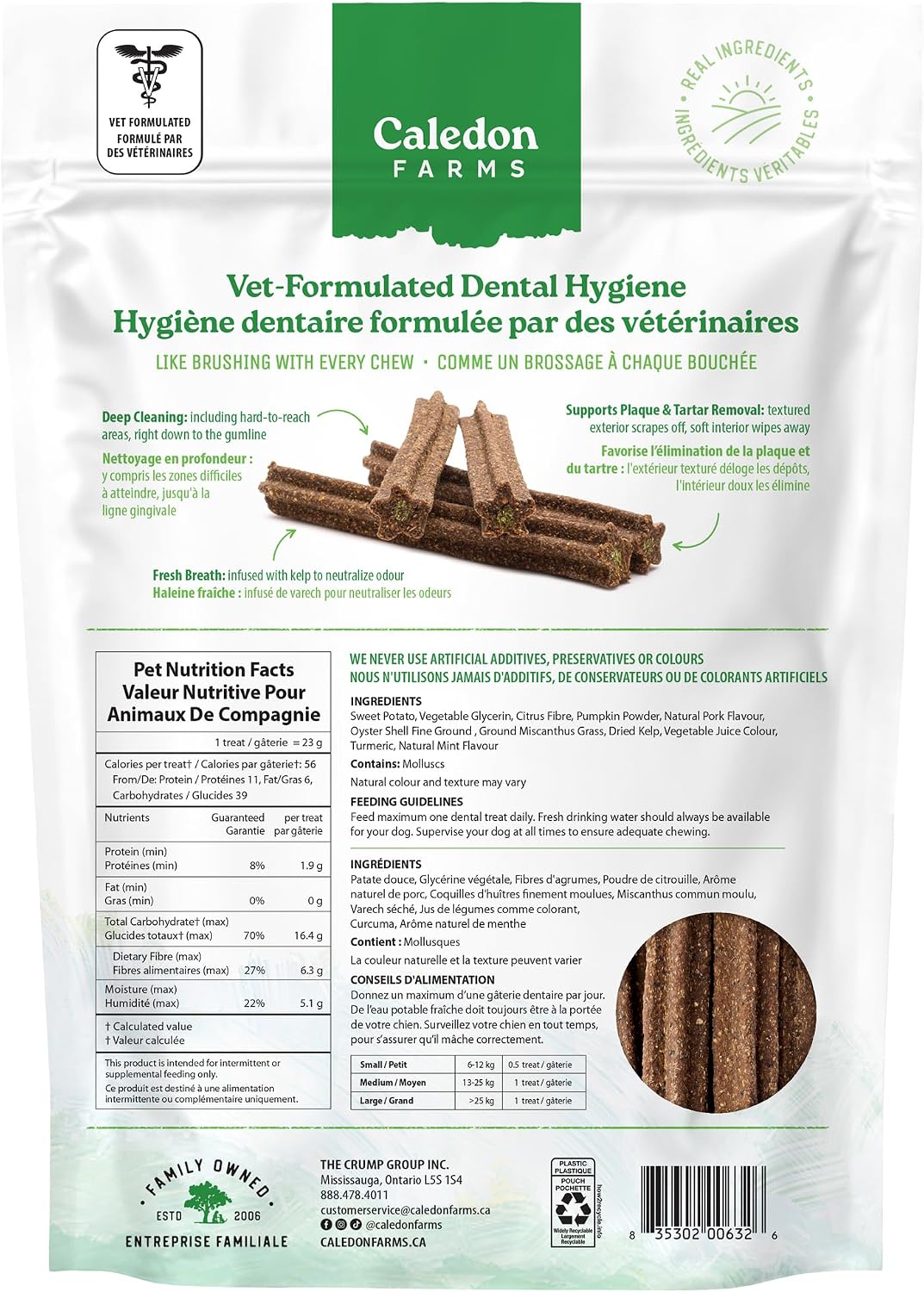 Palitos dentales triple acción sabor menta 8.3oz para perros