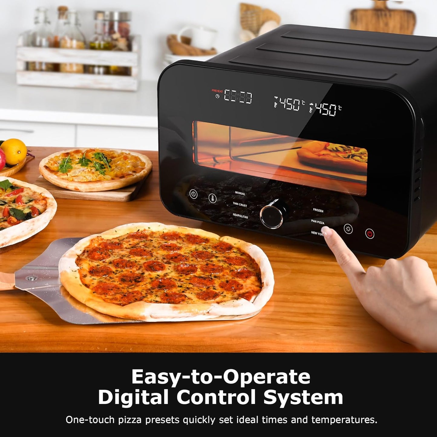 Horno pizza eléctrico encimera 840°F 12pulg 90seg
