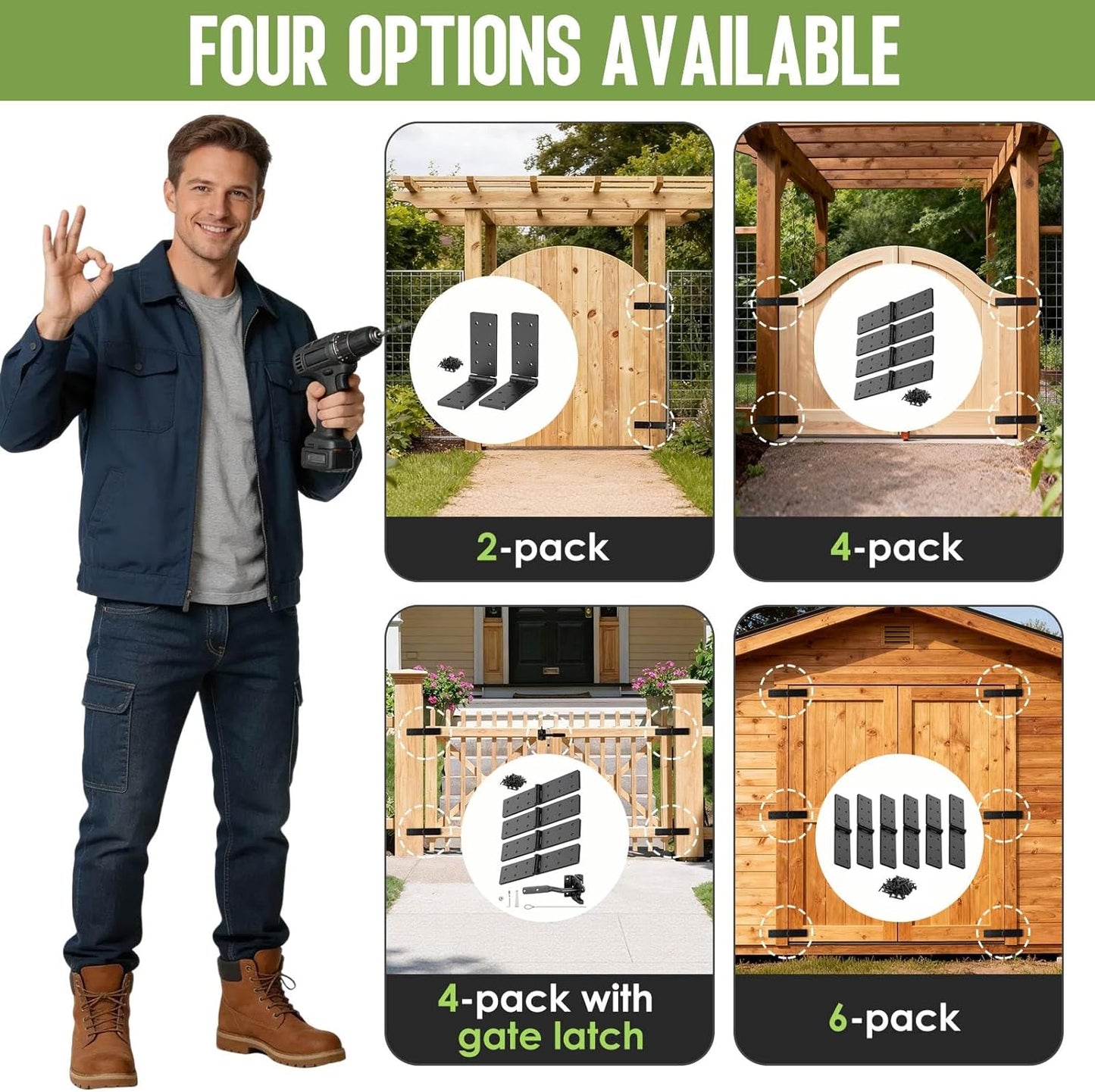 Bisagras plegables doble capa 270° para puerta madera contrachapada
