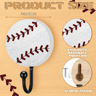 4 Pzas Ganchos Béisbol Vintage Madera Decoración Pared
