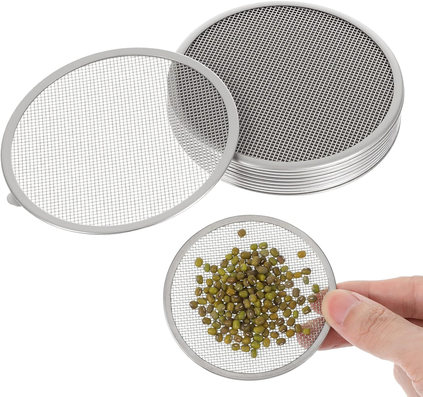 10 Tapas Acero Inox para Germinación 3.386pulg Malla