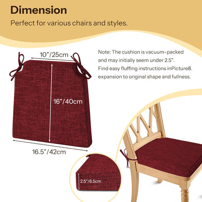 Set 4 cojines silla comedor antideslizante 16.5x16pulg
