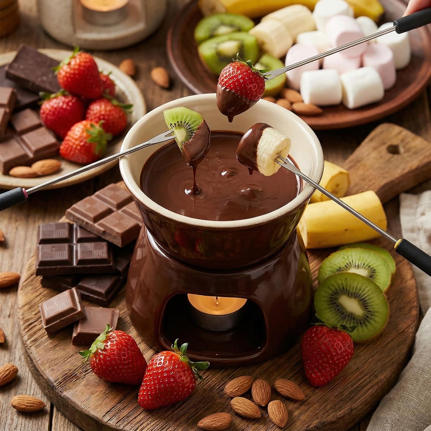 Tenedores de fondue de acero inoxidable codificados por color para fondue de queso