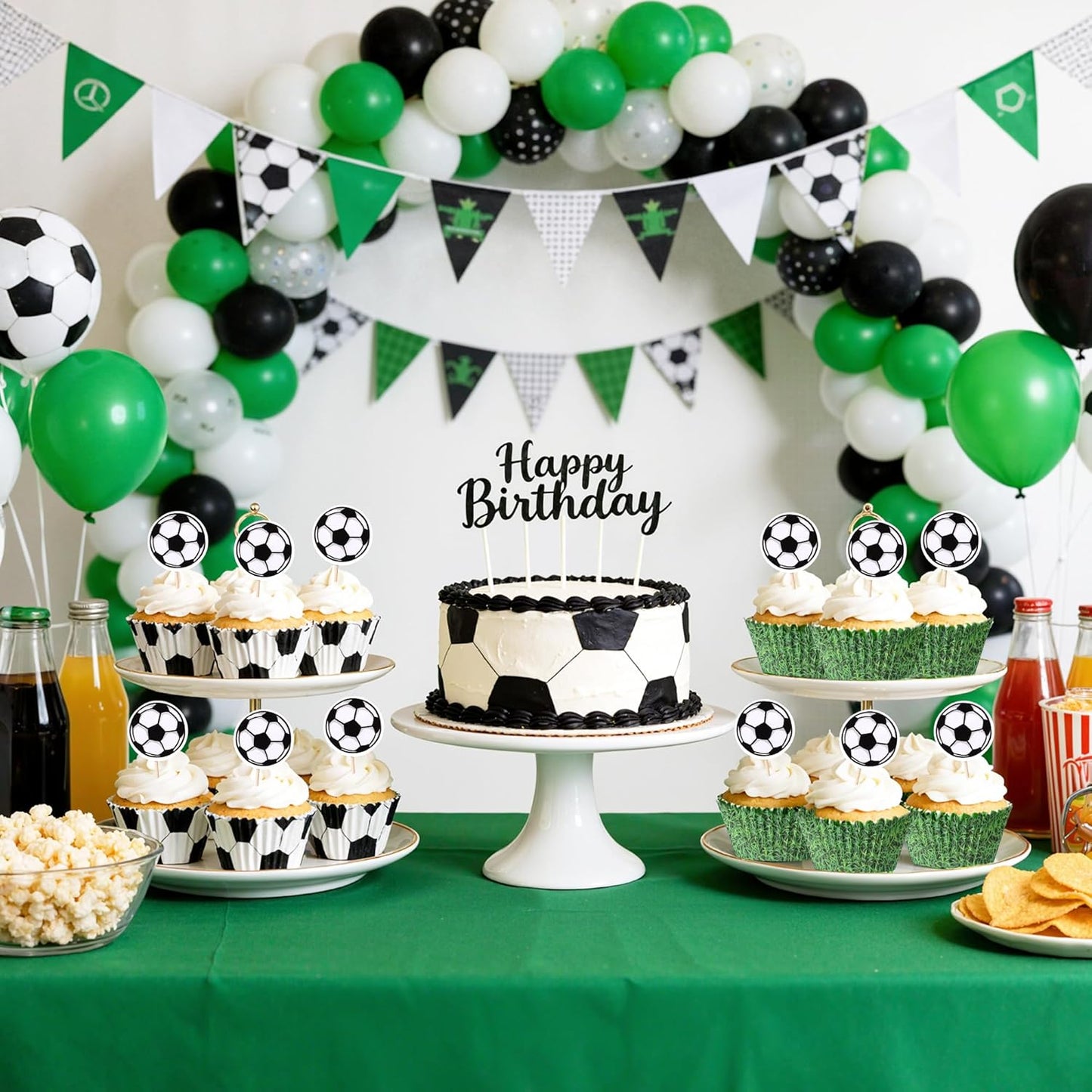 Forros cupcakes fútbol 200pzas césped verde