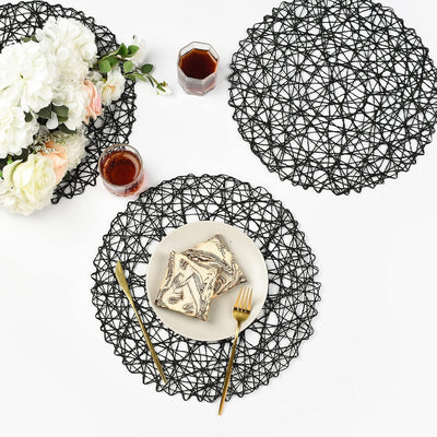 Placemat redondo negro set de 12 para mesa de comedor 13 pulgadas boho decorativo