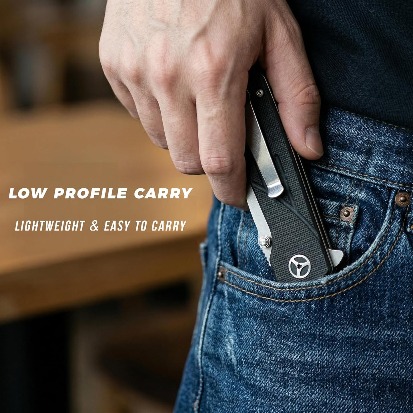 Cuchillo bolsillo plegable acero inox 3.15pulg mango G10 EDC