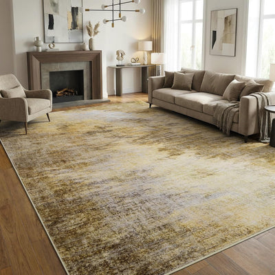 Alfombra lavable interior 4x6ft color dorado