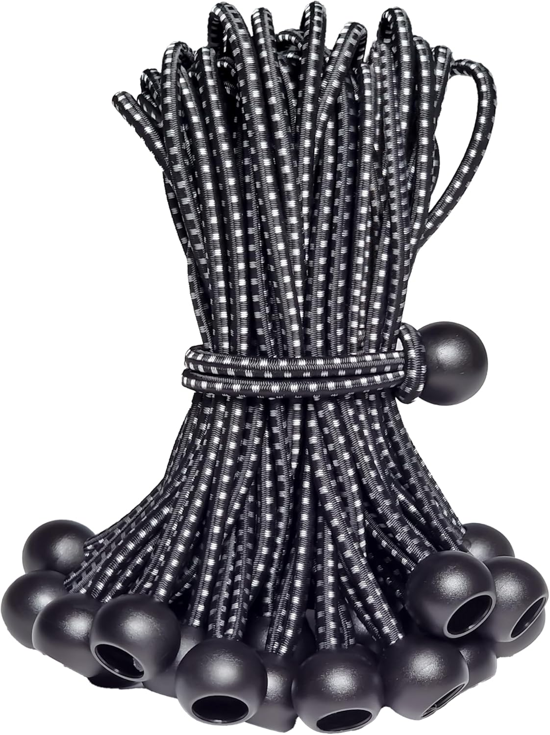 Cuerdas elásticas con bolas 35uds 6pulg para toldo negro