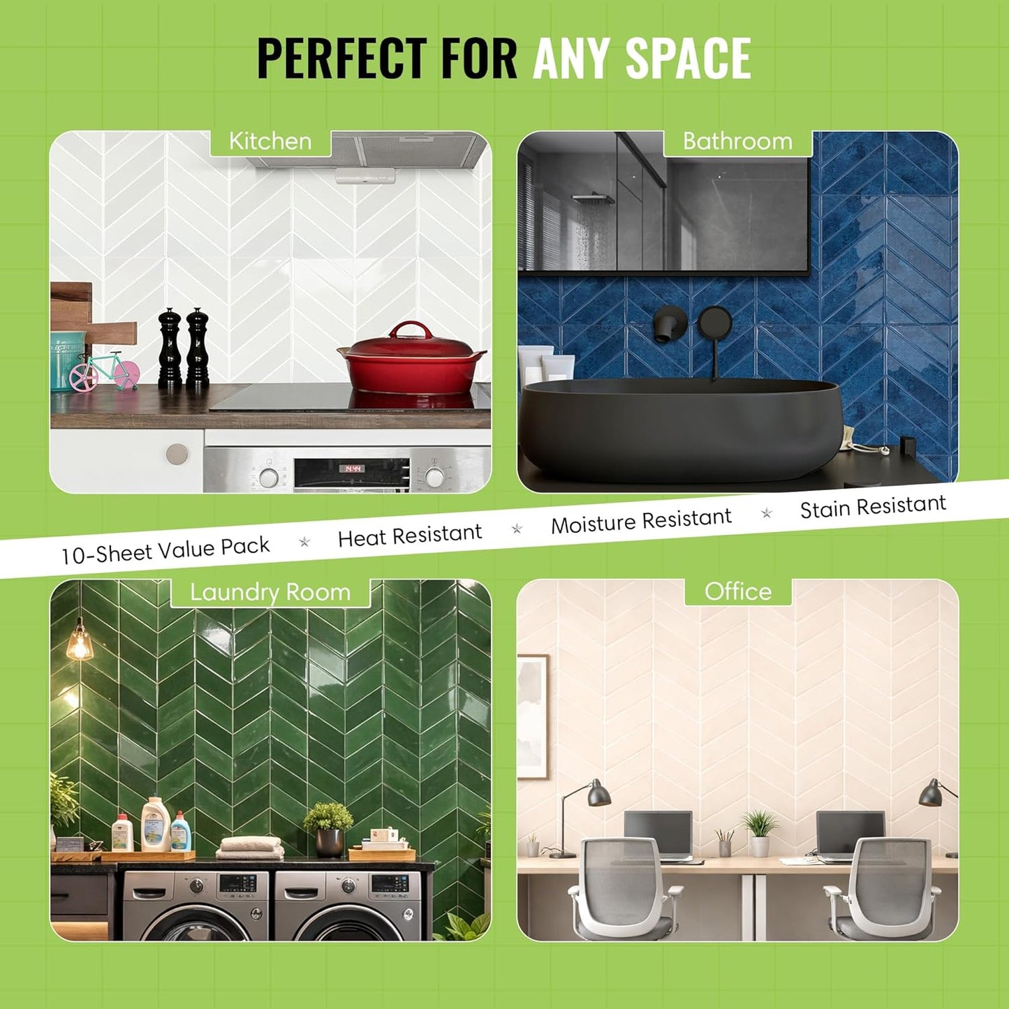 5 Azulejos 3D Pegar y Pesar para Cocina Baño Chimenea