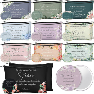 40 Pzas Bolsas Maquillaje y Espejos con Versículos