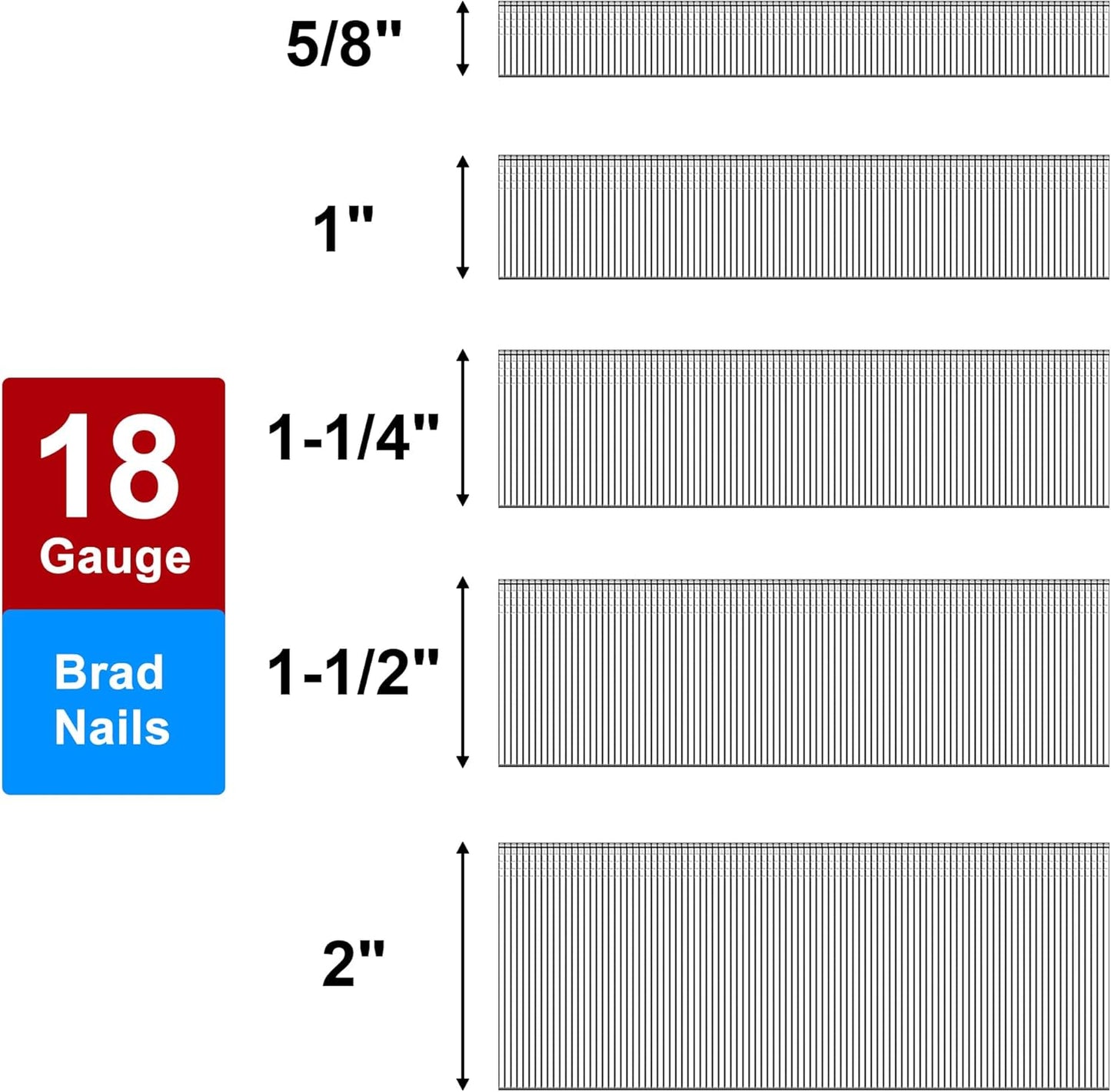 Clavos Brad Surtidos Galvanizados 18 GA 5000 Uds
