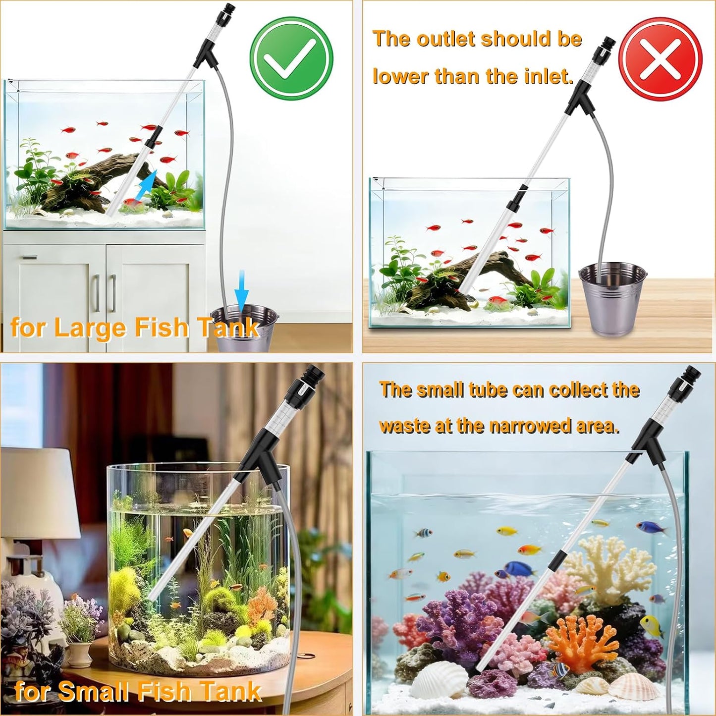 Sifón limpiador acuario 6ft tubo alimentador coral