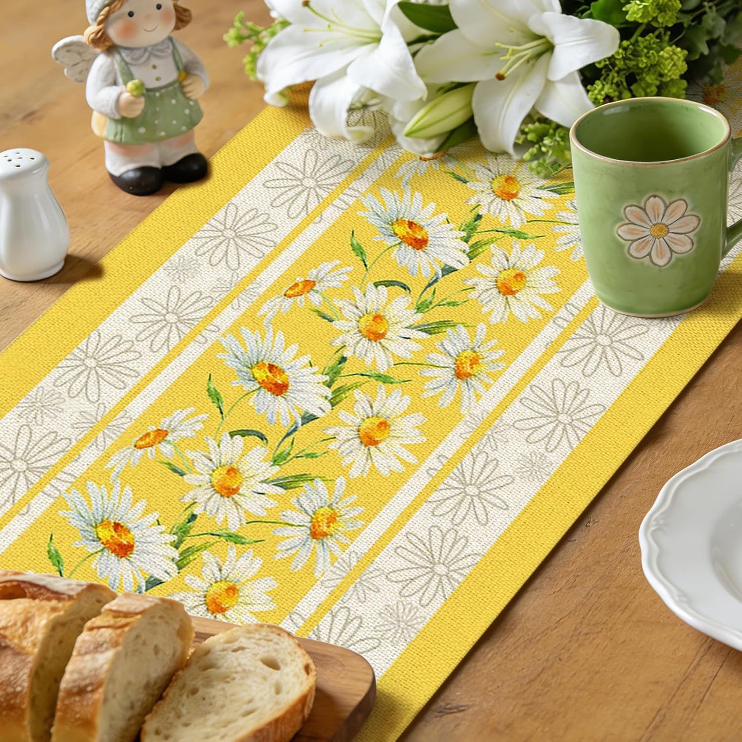 Camino mesa floral margaritas verano 13x72pulg