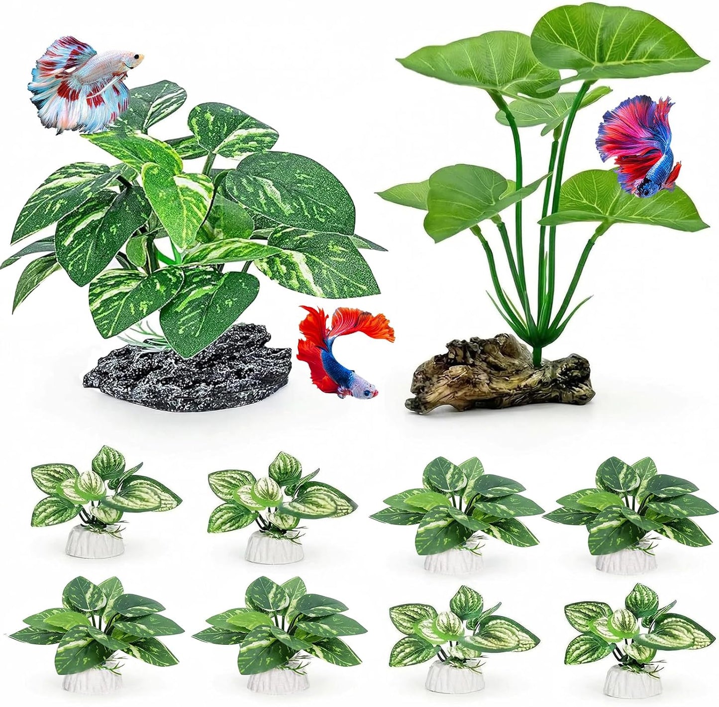10 Pzas Decoración Acuario Sedas Plantas Betta