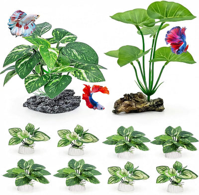 10 Pzas Decoración Acuario Sedas Plantas Betta