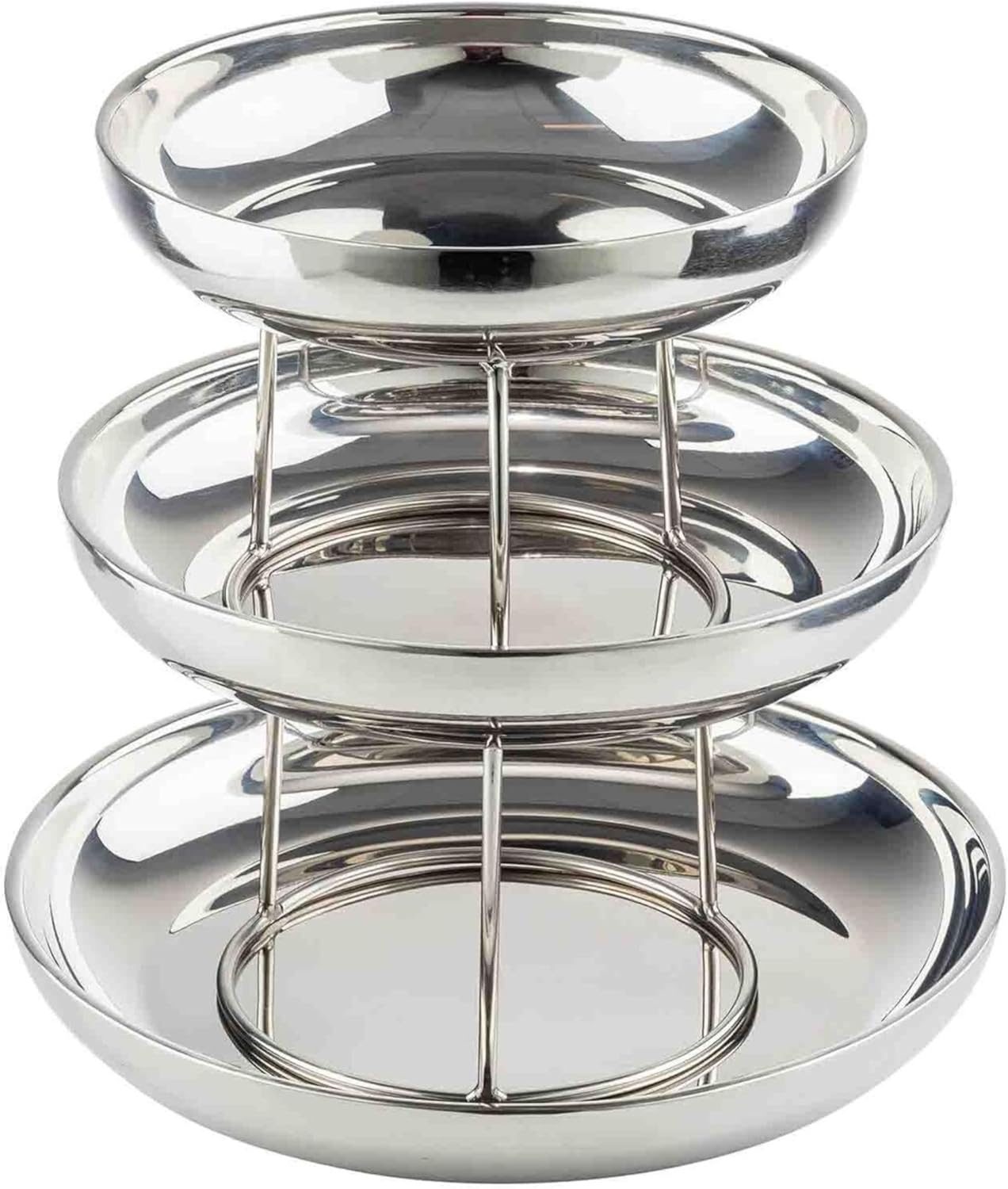 Torre mariscos 3 niveles acero inox doble pared 10x12x14pulg