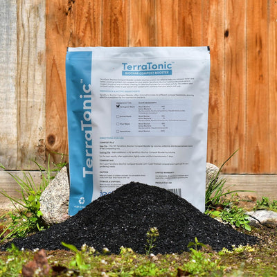 Acelerador compost biochar con microbios 4qt para césped y jardín