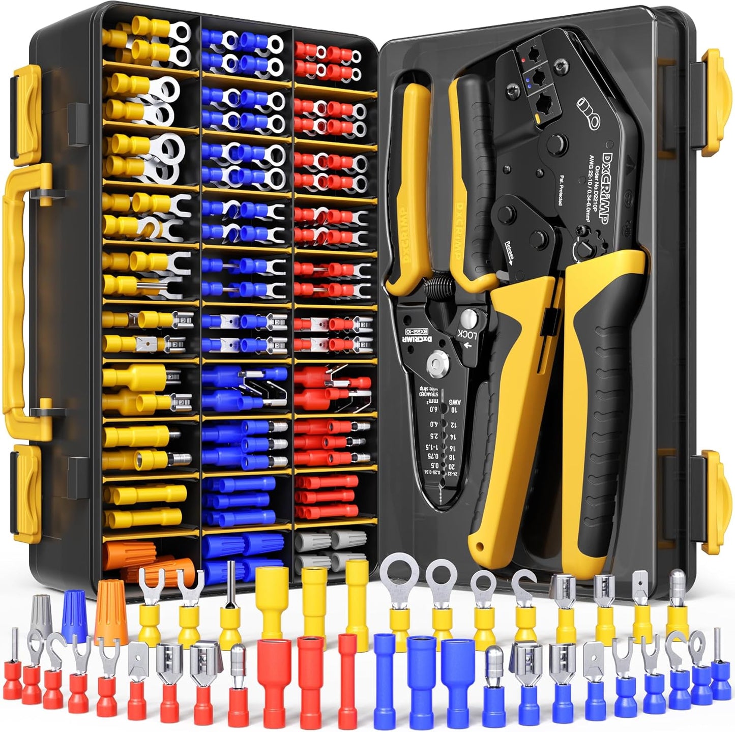 Kit crimpado 45 conectores eléctricos aislados 22-10 AWG