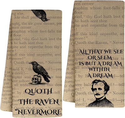 Juego de toallas de cocina microfibra Edgar Allan Poe 16x24 pulgadas paquete de 2