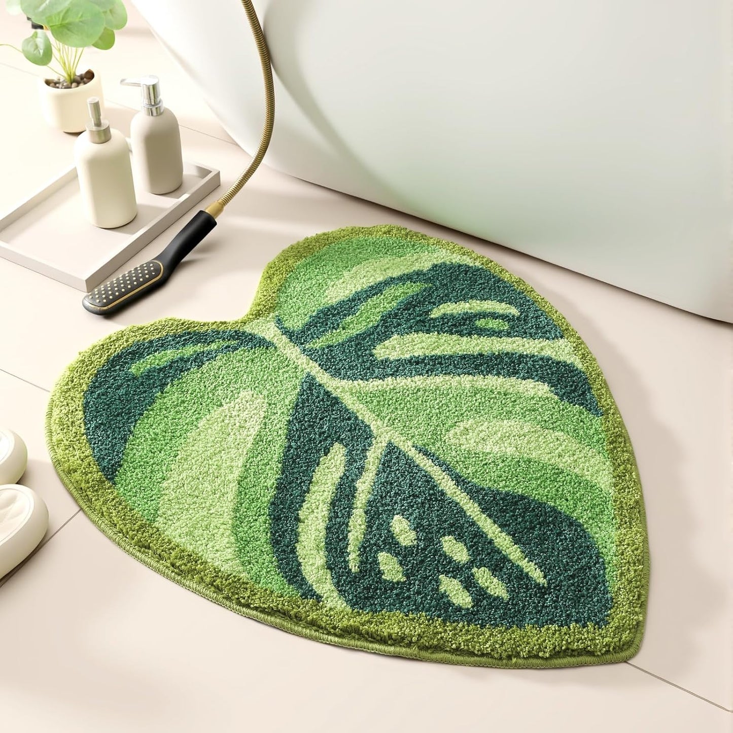 Alfombras baño hoja Monstera 27x31pulg microfibra antideslizante